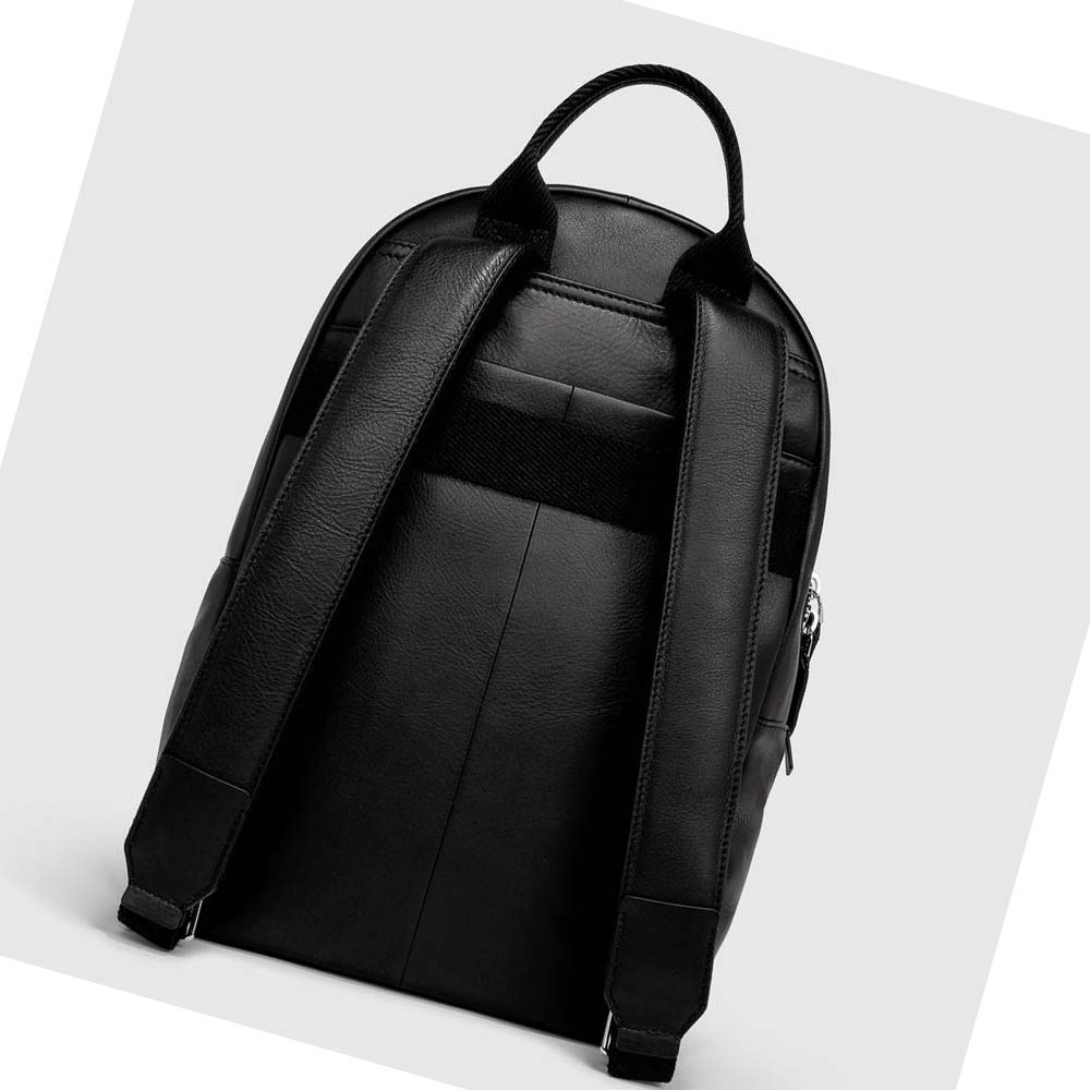 Men's Ecco Journey Round Backpacks Black | SG 679PJJ